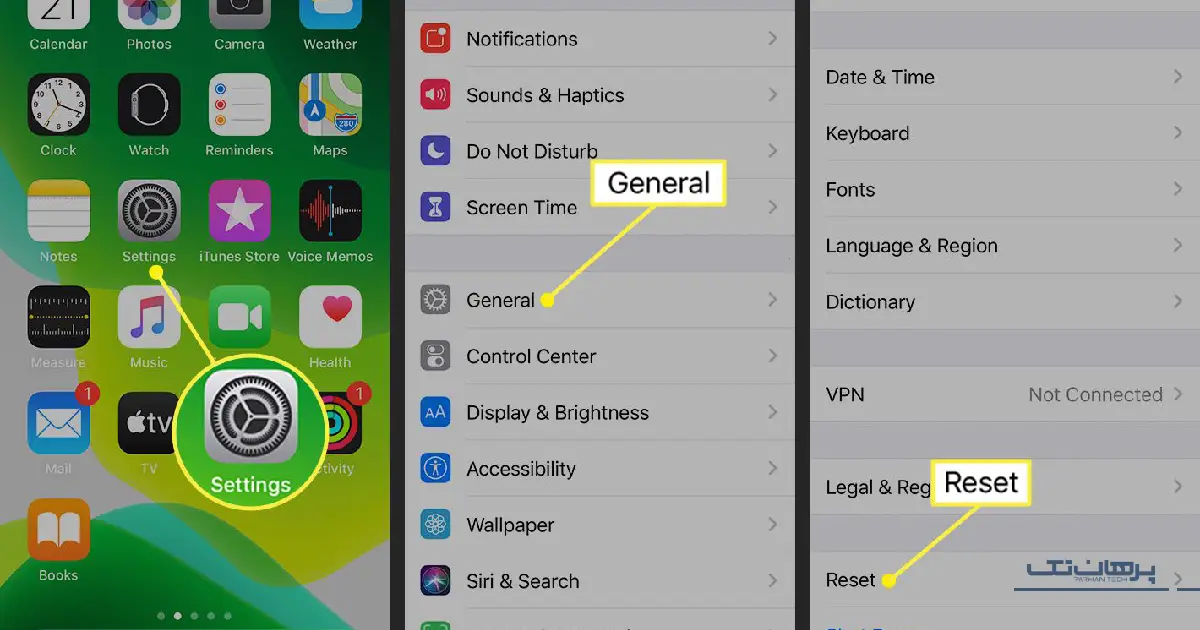 عیب یابی اپل با ریست تنظیمات شبکه