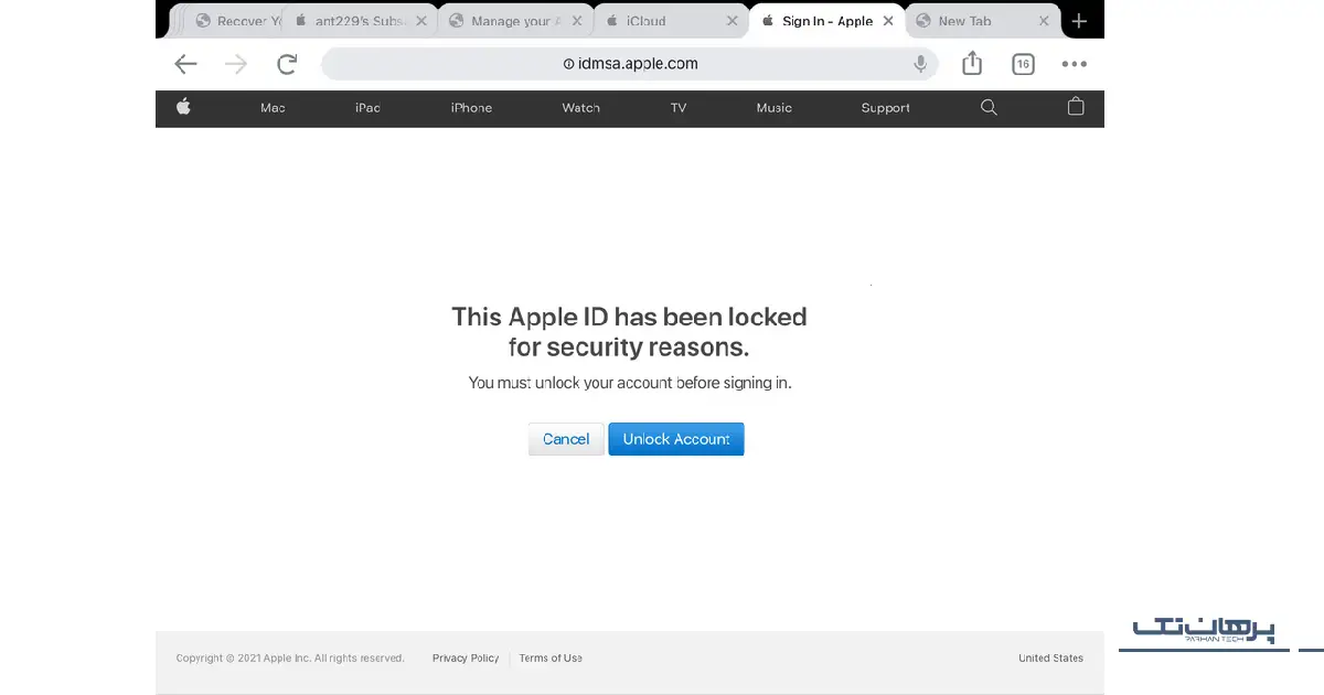آنلاک کردن اپل آیدی 